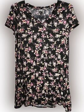 westloop Floral Short Sleeve maxi dress in Black & Pink Size Medium